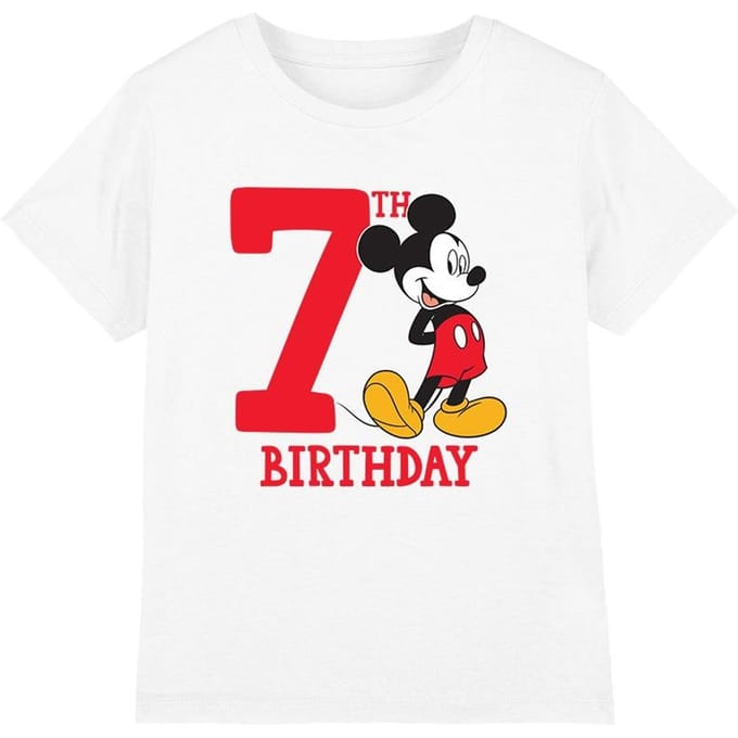 Disney Kinderen/Kinderen Mickey Mouse 7e Verjaardag T-Shirt (Wit)