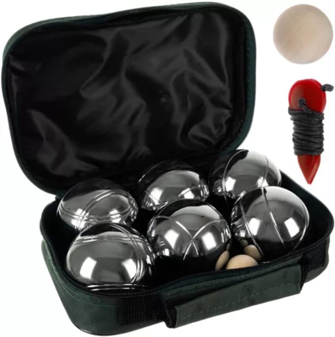 Kruzzel Jeu de Boules Ballen Set - 6 Chromen Ballen - Inclusief Draagtas en Accessoires