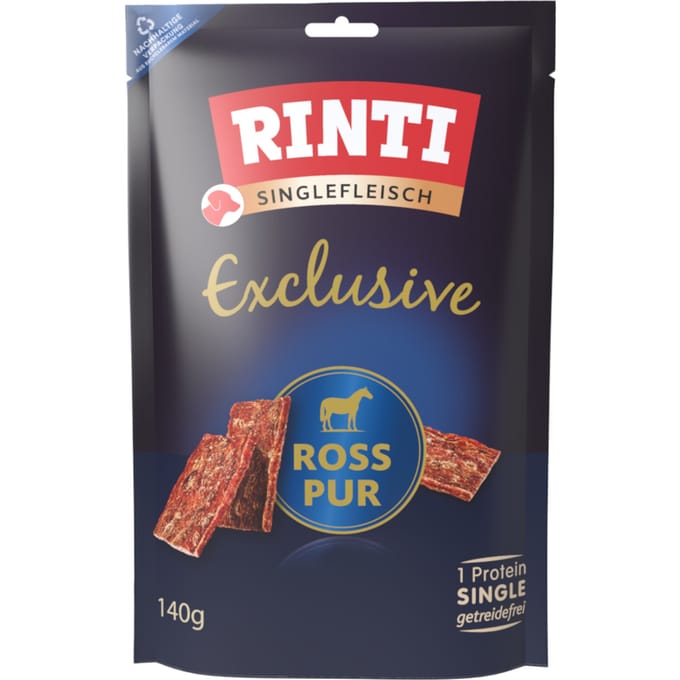 Voordeelpakket: 3x140g RINTI Singlefleisch Exclusive Snack Bigpack Paard puur Hondensnacks