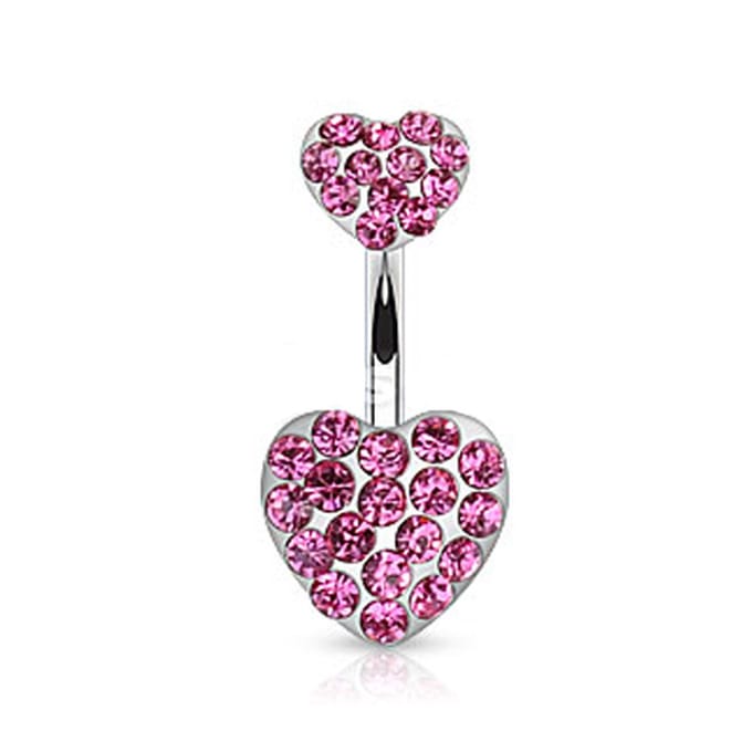 Navelpiercing dubbele hart - roze - LMPiercings