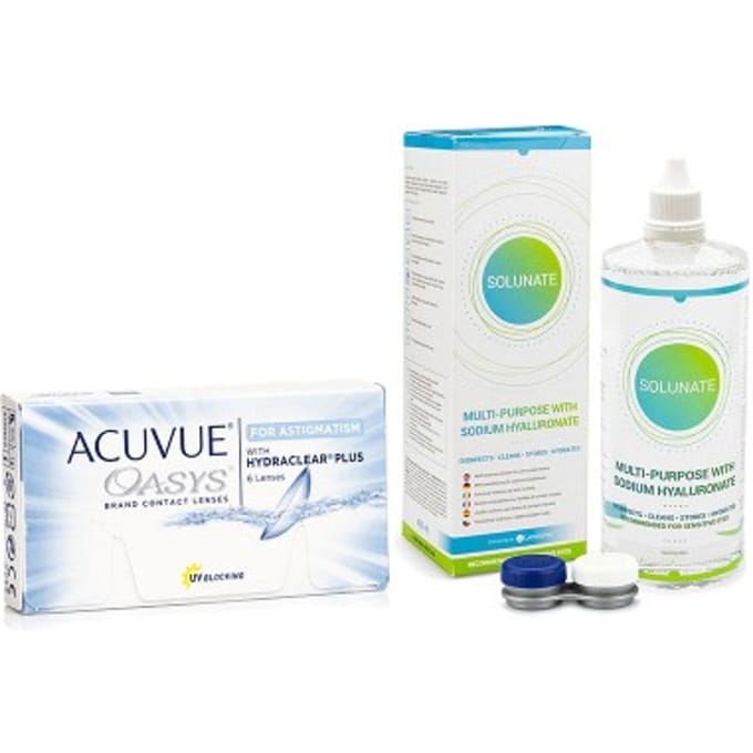 Acuvue Oasys for Astigmatism (6 lenzen) + Solunate Multi-Purpose 400 ml met lenzendoosje