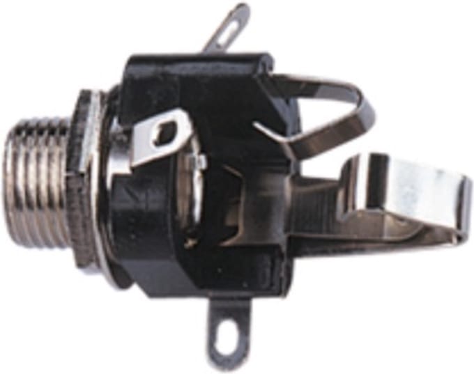 6,35mm Jack (v) inbouw connector - plastic - 3 soldeerpunten / stereo