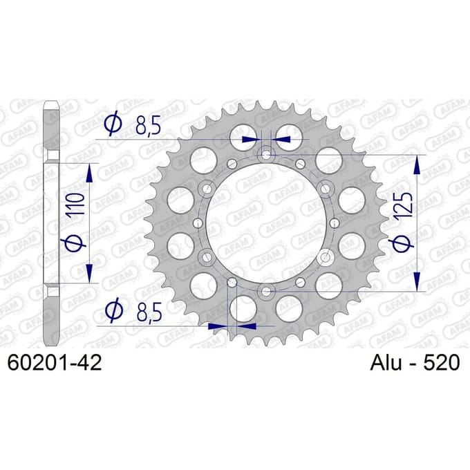 Aluminium tandwiel achter Afam 520 42 dents