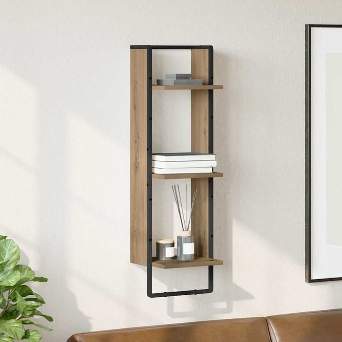 vidaXL - Wandplank - Muurmontage - Artisan - Eiken - 30 - x - 25 - x - 100 - cm
