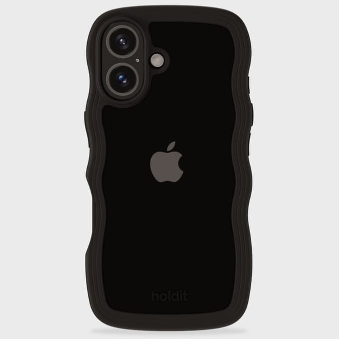 Holdit Wavy Case geschikt voor Apple iPhone 16 - Black / Transparent