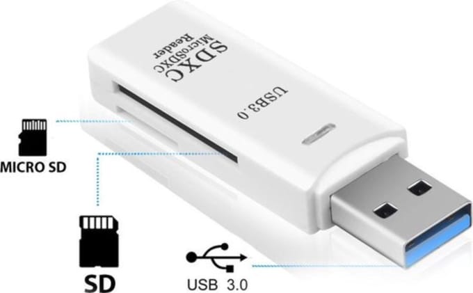 SD Kaart lezer & Micro-SD kaart lezer (2-in-1) - USB 3.0 - Wit - Micro SDHC - Geschikt voor Apple, Windows & TV - SD Reader - TF kaart