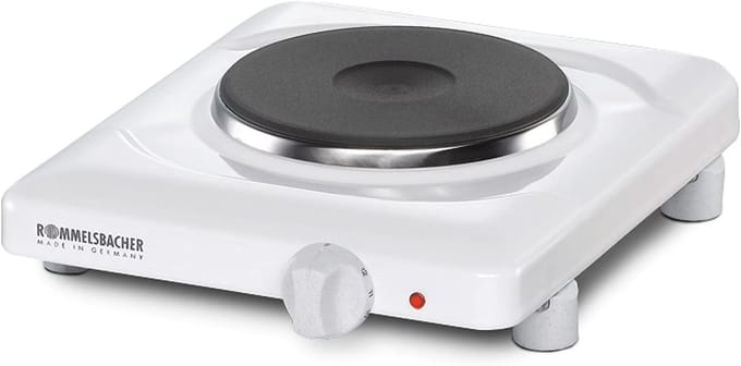 Gietijzeren Kookplaat - Extra Kookpunt - Keuken Uitbreiding - Traploos Verstelbaar - 145mm Diameter - Wit