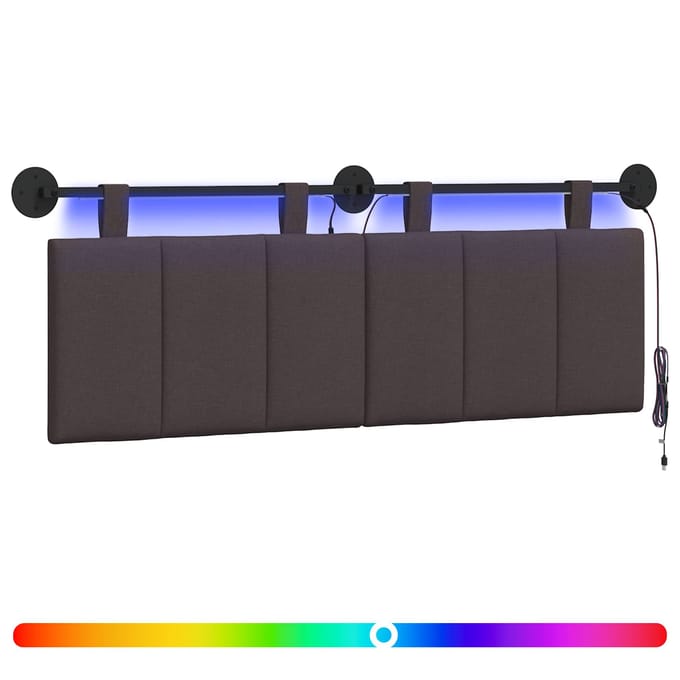 vidaXL - Hangend - hoofdbord - Met - LED-verlichting - Donkerbruin - Stof