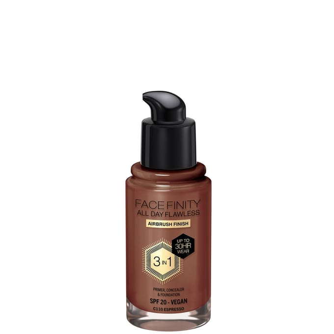Max Factor Facefinity All Day Flawless 3 in 1 Vegan Foundation 30ml (Various Shades) - C110 - ESPRESSO
