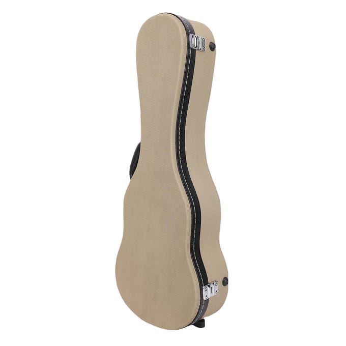 Boîte rigide pour ukulélé 23 pouces Housse de transport protectrice Épaisse avec serrure Lin pour petite guitare beige