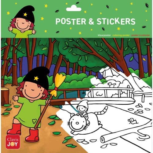 Kleurposter Heksje Mimi in het bos