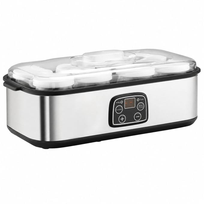 Novari - Yoghurtmachine - Yoghurtmaker - Inclusief 8 glazen potjes van 180 ml - Instelbare temperatuur - Digitaal LED-display