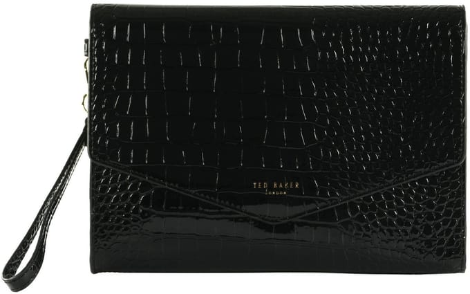Ted Baker clutch polstasje Wesslie Croc Effect Icon Envelope Pouch Black zwart