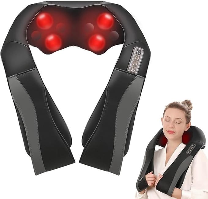 Nekmassage Apperaat - Nekmassage Apparaat Draadloos - Elektrisch Nekmassage Apparaat - Zwart - 55cm x 50cm x 15cm