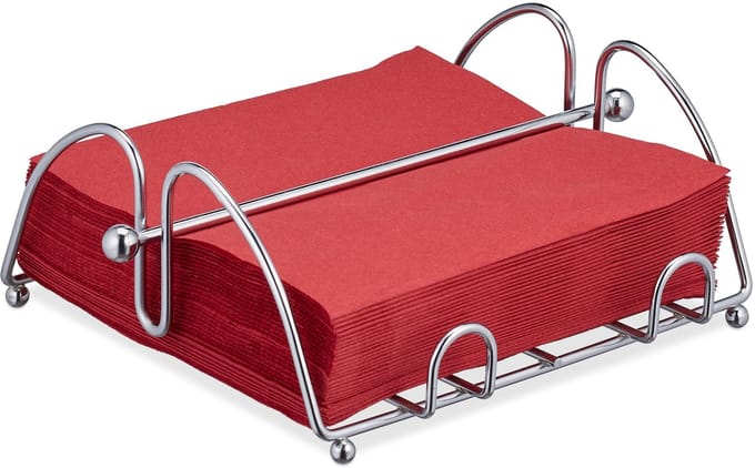 servethouder met gewichtje - voor 33x33 cm servetten - rvs look - metaal - zilver