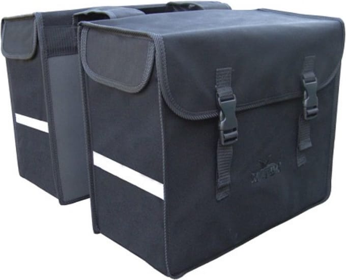 Greenlands - dubbele fietstas - canvas - achtertas - reflectie - uitsparing - 46 l - Zwart