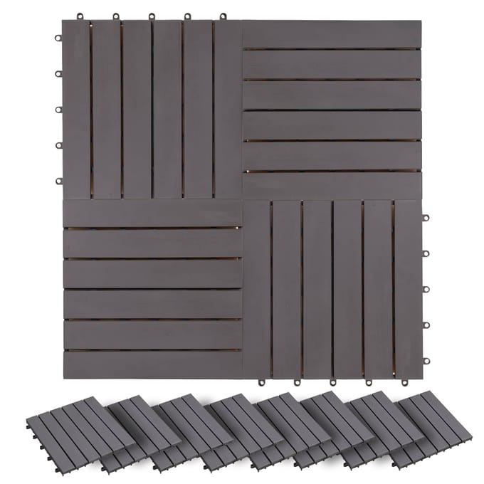 vidaXL - Terras - Tegel - 30 - st - Grijs - 30 - x - 30 - cm - Acaciahout