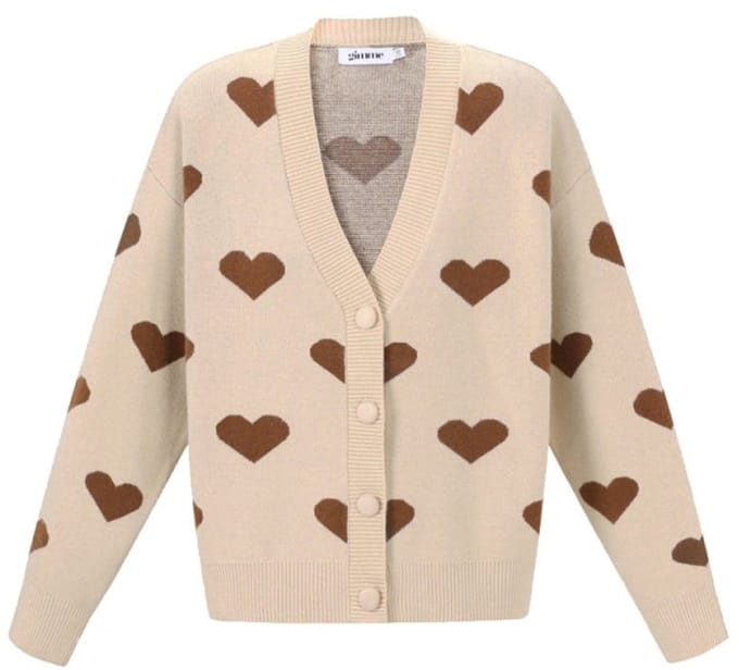 Vest Khaki met bruine hartjes