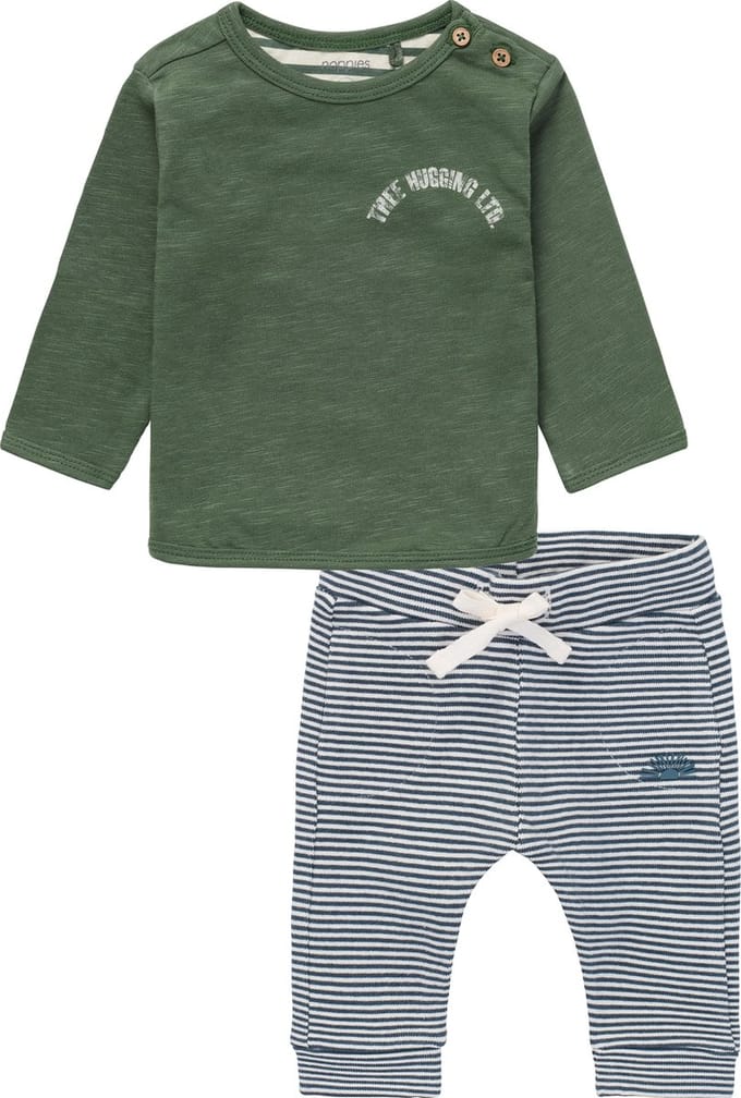 Noppies - Kledingset - 2 delig - Broek Harpur Dark Slate - Shirt Juno Thyme - Maat 68