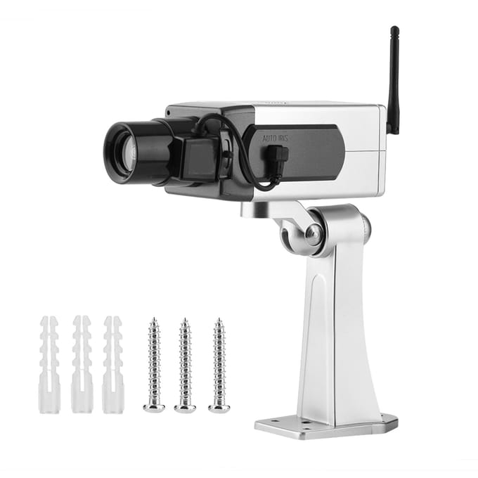 Caméra de sécurité factice factice à balle avec mouvement automatique pour intérieur et extérieur