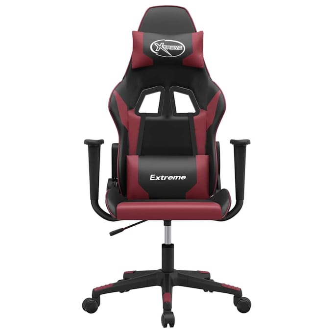 vidaXL - Massage - gamestoel - kunstleer - zwart - en - wijnrood