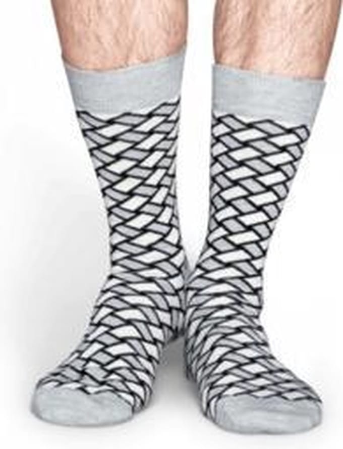 Happy Socks Basket Grijs/Wit Maat 36-40