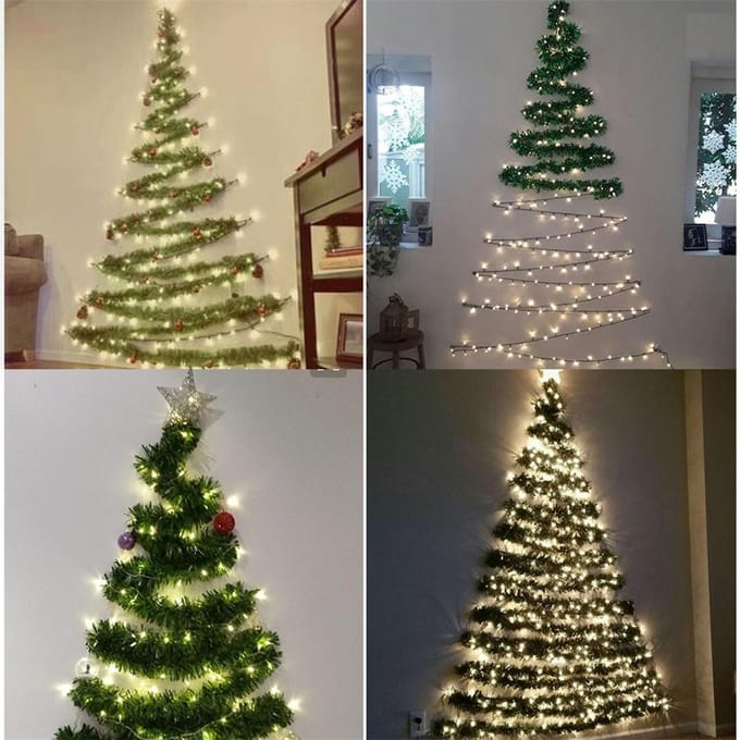 5,5M grenen kerstslinger groene kunstkerstboom rotan slingerpakket kerst grenen muur black