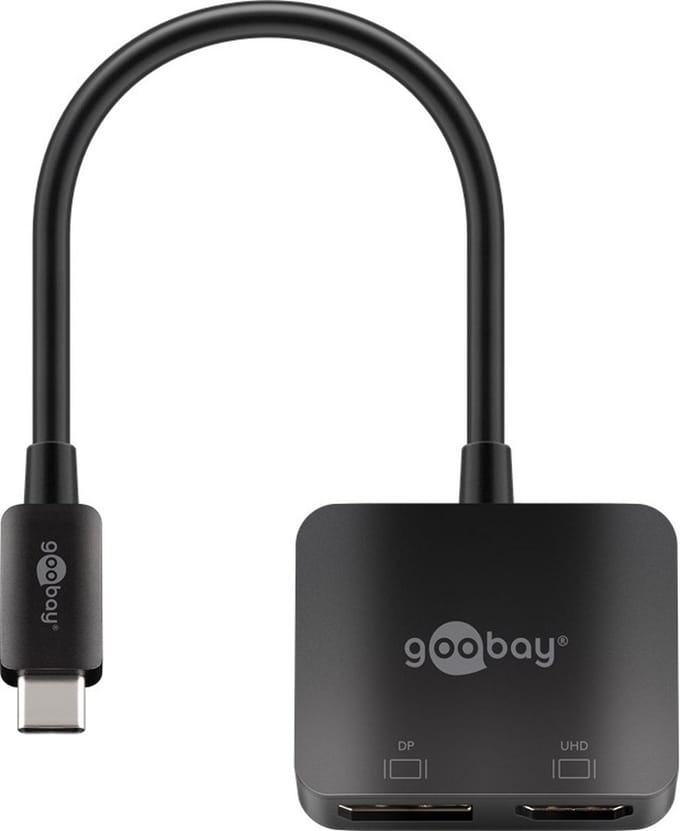 USB-C naar DisplayPort en HDMI 4K 60Hz adapter | zwart | 0,15 meter
