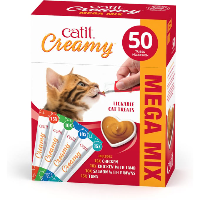 50x10g Catit Creamy Mix (4 soorten) kattensnacks