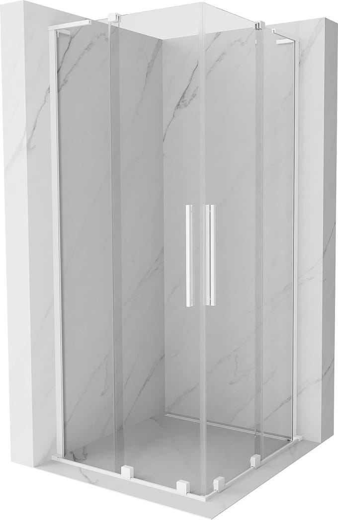 Mexen Velar L Duo schuifdouchecabine 80 x 80 , transparant, wit - 871-080-080-02-03-20