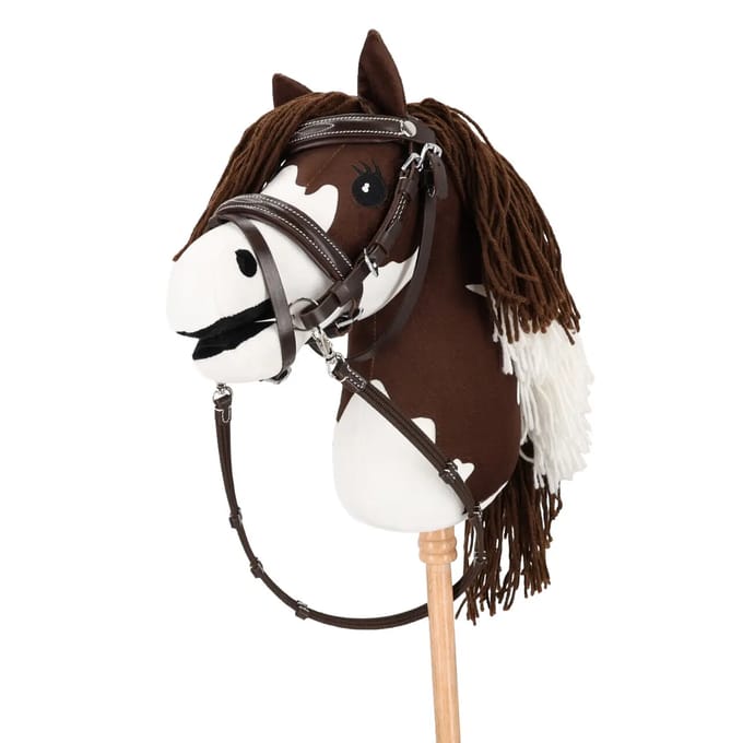 QHP Hobby Horse Hoofdstel Luxe Stiksel Donkerbruin - One size