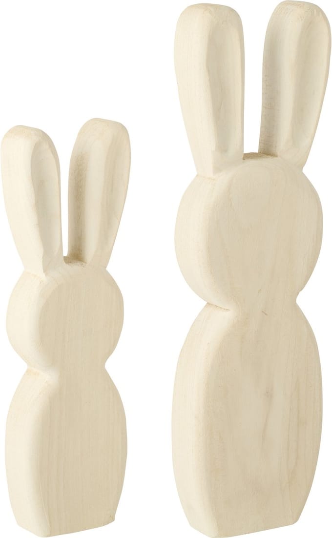 J-Line decoratie Konijn Staand - hout - wit - large