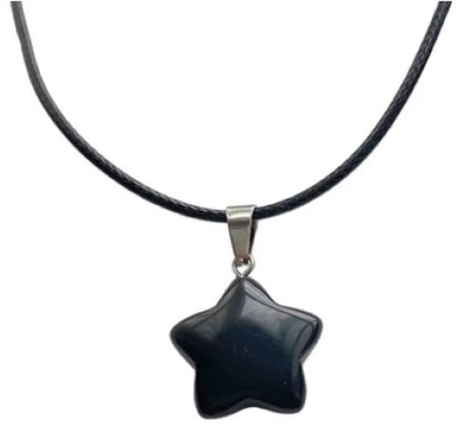 Gothic ketting - Heks - Wicca - Punk - Ster steen zwart
