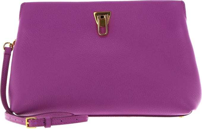 COCCINELLE Leren Koppeling Schoudertas Beat Clutch Handbag Grained Leather Dahlia Paars