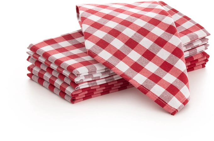 GAMUSI - Set van 6 Servetten Vichy Ruit - 45x45 cm - Katoen Polyester - Herbruikbare Dinerservetten - Horeca Kwaliteit - Rood