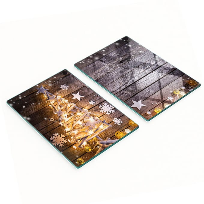 Multifunctionele decoratieve glazen borden met kerstboomprint 2x40x52 cm