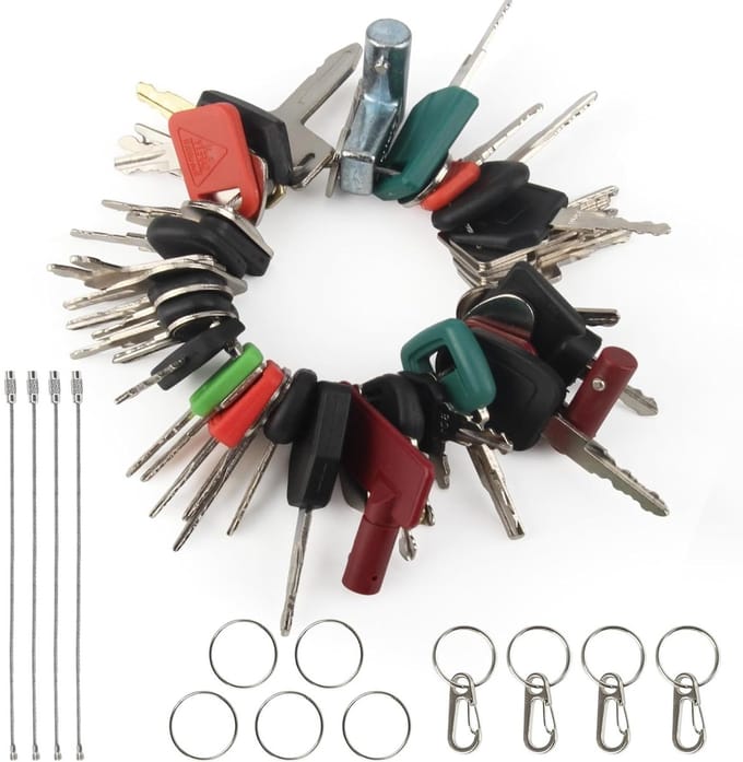 Bouwmachines Sleutelset - Universele Sleutels - Apparatuur Starten - Robuuste Composiet Constructie - 68 stuks - Meerkleurig