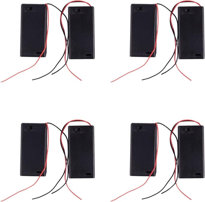 Batterijhouder - Batterij Box - Elektronica Projecten - Met Aan/Uit Schakelaar - 2x AA 3V - Zwart