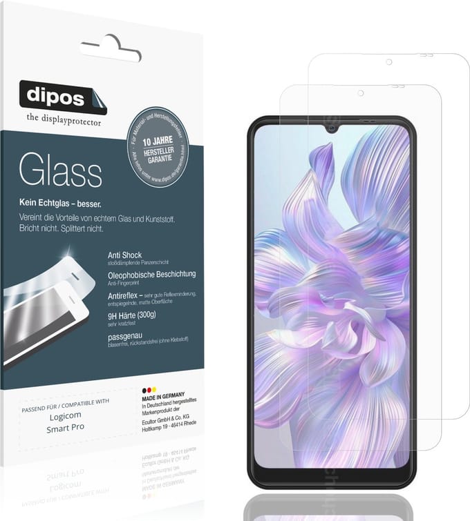 dipos – 2x Matte Pantserfolie geschikt voor Logicom Smart Pro | 9H Screenprotector