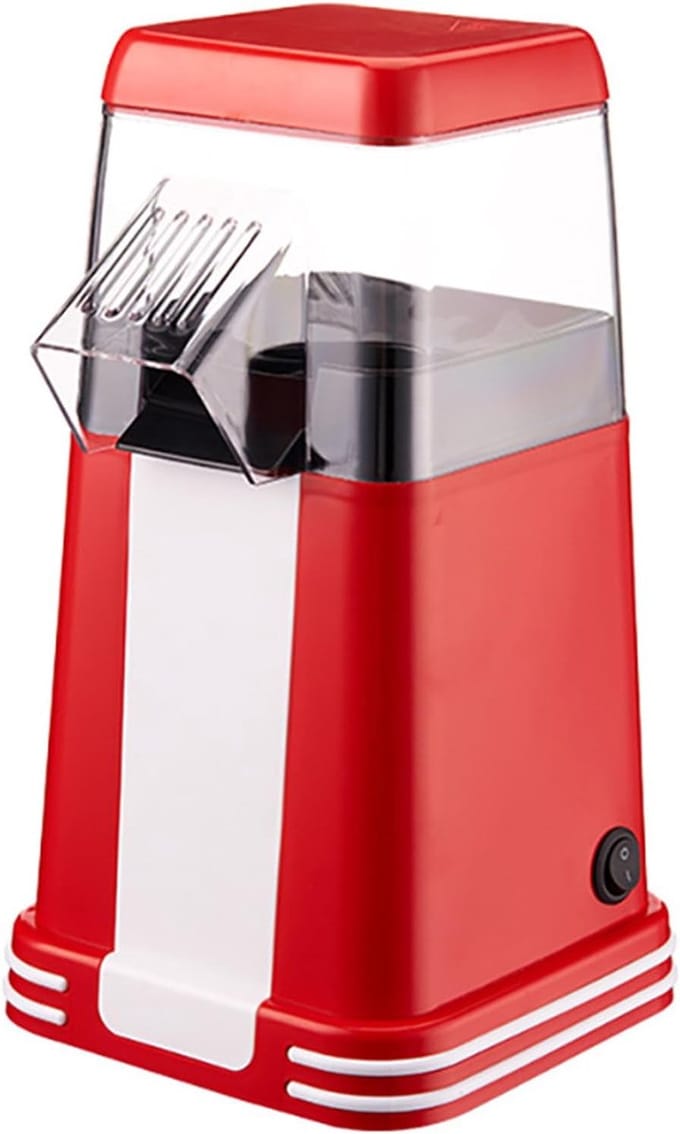 Popcornmaker - Popcornapparaat Hete Lucht - Snacks Maken - Olievrije Bereiding - 15.5x15.5x30cm - Wit