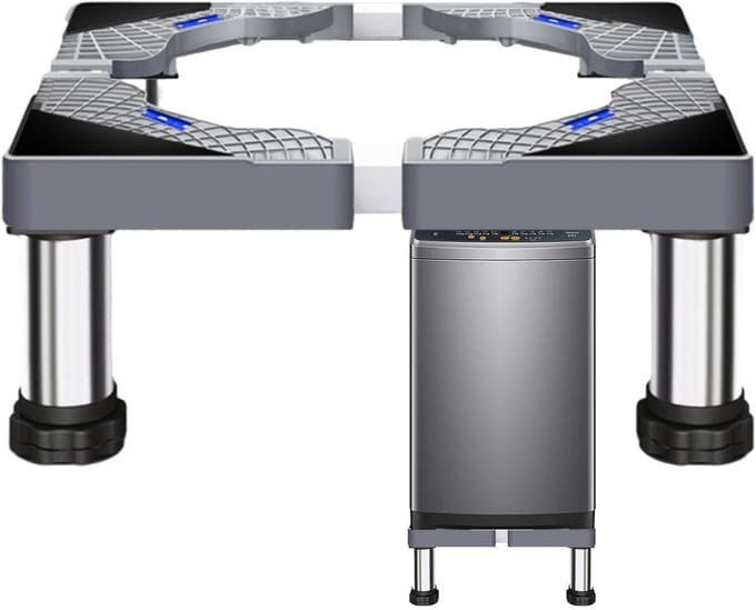 Wasmachine Voetstuk - Apparaat Basis - Huishoudelijk Gebruik - Verstelbare Lengte - 60x60x20cm - Zilver