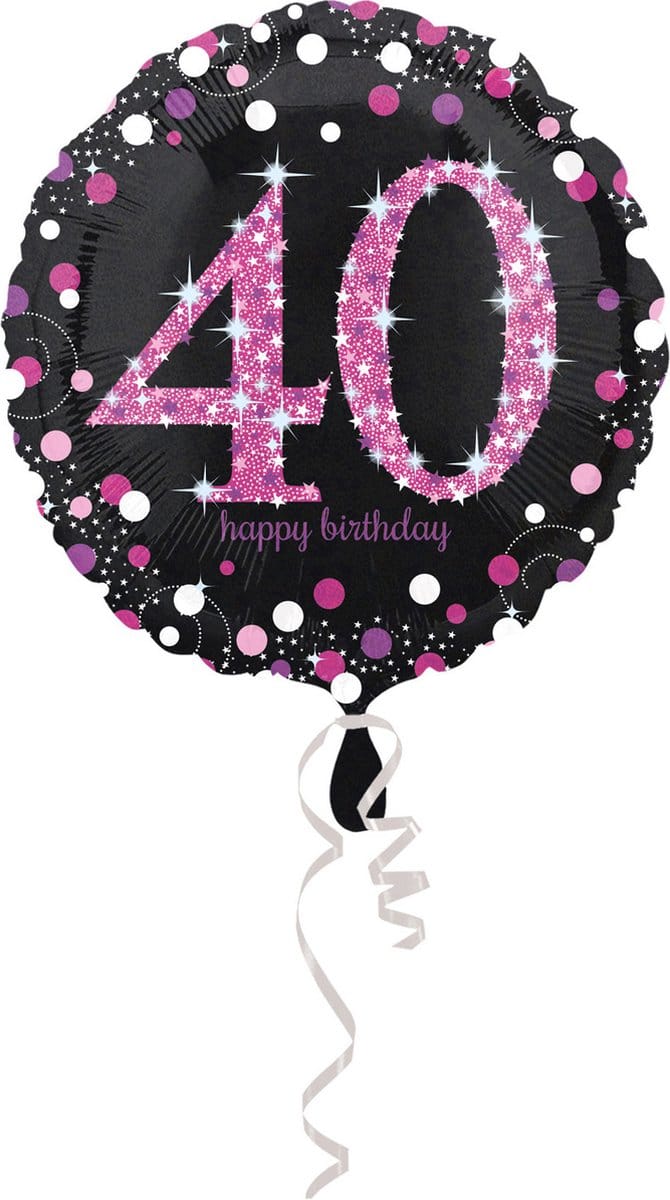 Amscan - Folieballon 40 Jaar Sparkling Celebrations Roze 43 cm