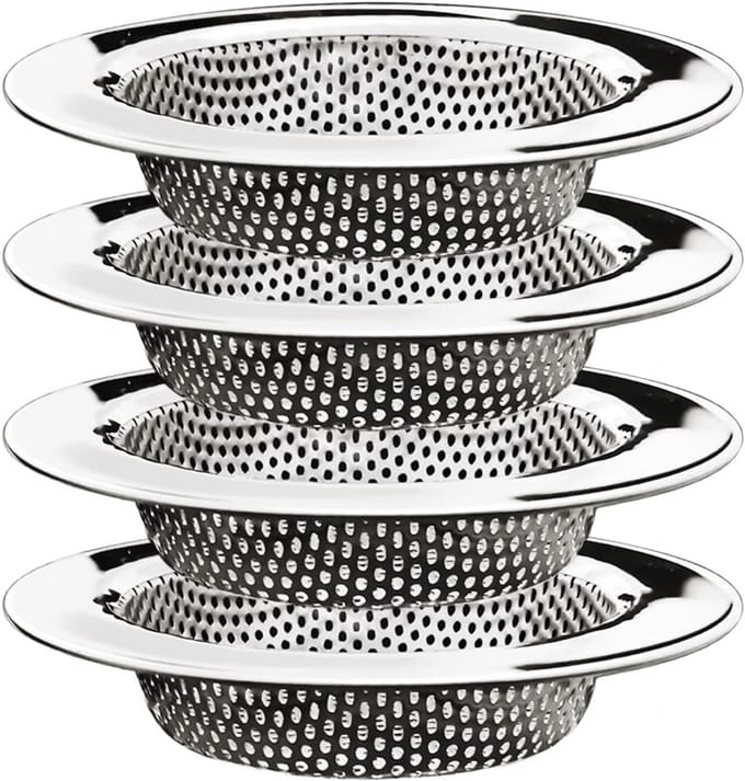 Gootsteenzeef voor afvoer, 4-pack - Buitendiameter 11,2 cm