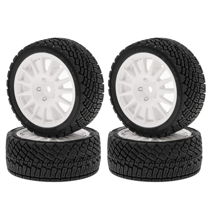 Pneus de voiture de course télécommandés, 68x45x27mm, remplacement de pneus de route pour Tamiya TT01 TT02 XV01, 4 pièces blanc