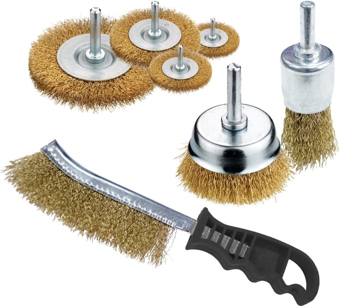 Werkzeyt Staalborstels Set – 7-delig – Messing Coating