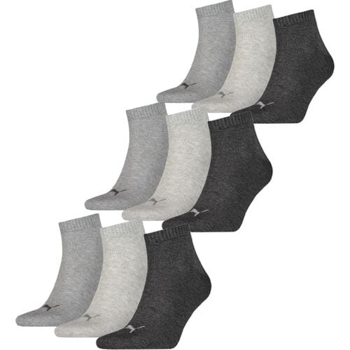 Puma Quarter Sokken Plain 9-pack Antraciet Melange-35/38