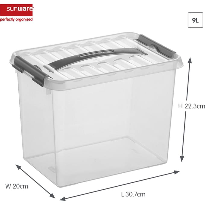 Sunware - Q-line opbergbox 9L transparant metaal - 30,7 x 20 x 22,3 cm