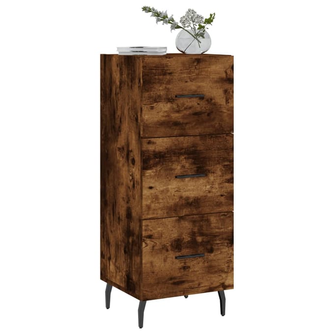 vidaXL - Dressoir - 34,5x34x90 - cm - bewerkt - hout - gerookt - eiken