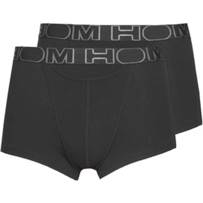 HOM HO1 boxer briefs (2-pack) - heren boxer kort met horizontale gulp - zwart