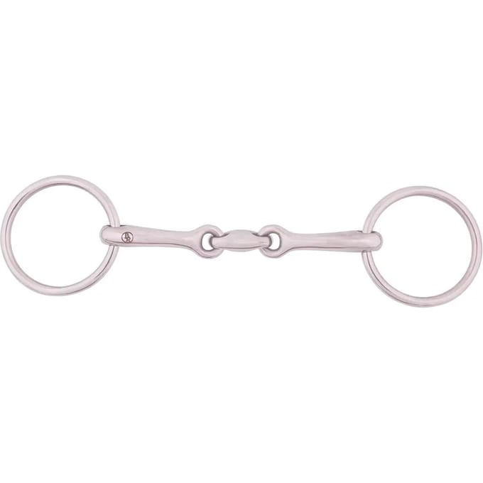 Dubbele snaffle bit voor paarden in massief roestvrij staal BR Equitation 13mm